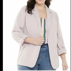 Evri Women’s Lavender Pink Open Dressy Blazer Jacket SZ 1X office casual career